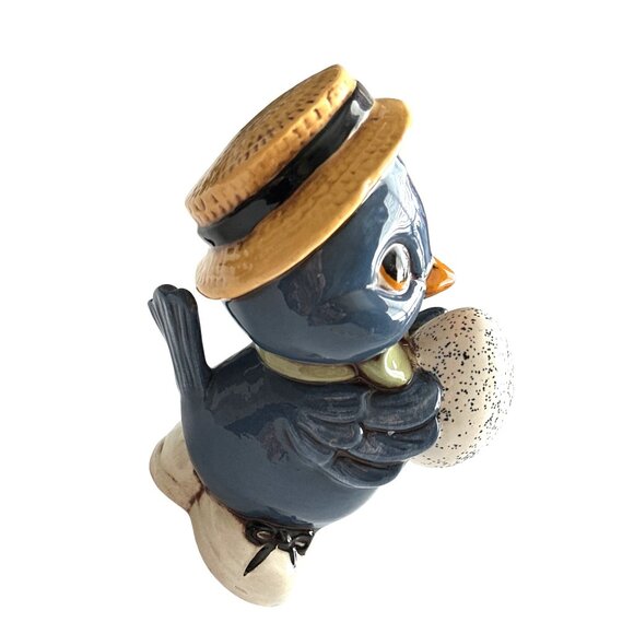 Blue Bird Vintage Ceramic Signed IVA Offering Speckled Blue Easter Egg - Picture 4 of 10